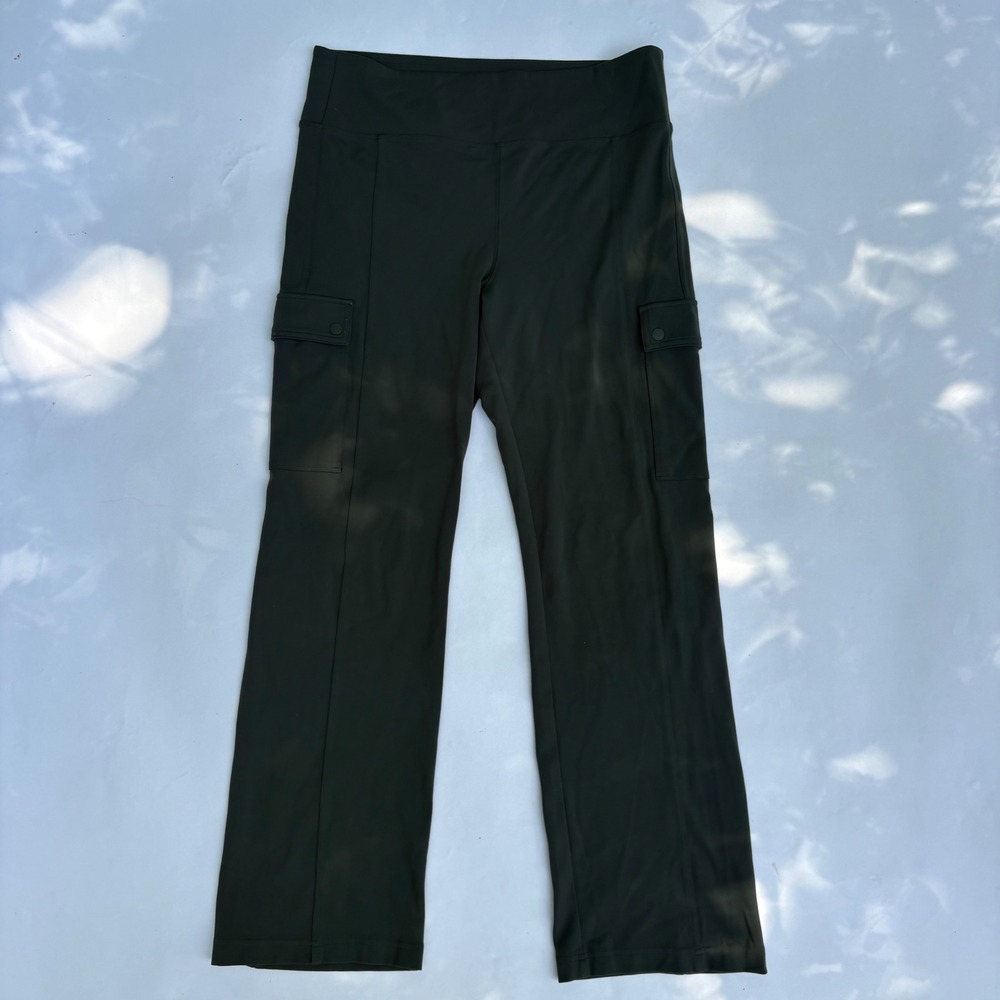 Athleta Delancey Straight Cargo Pant Green Large L Nylon Spandex Stretch Hiking